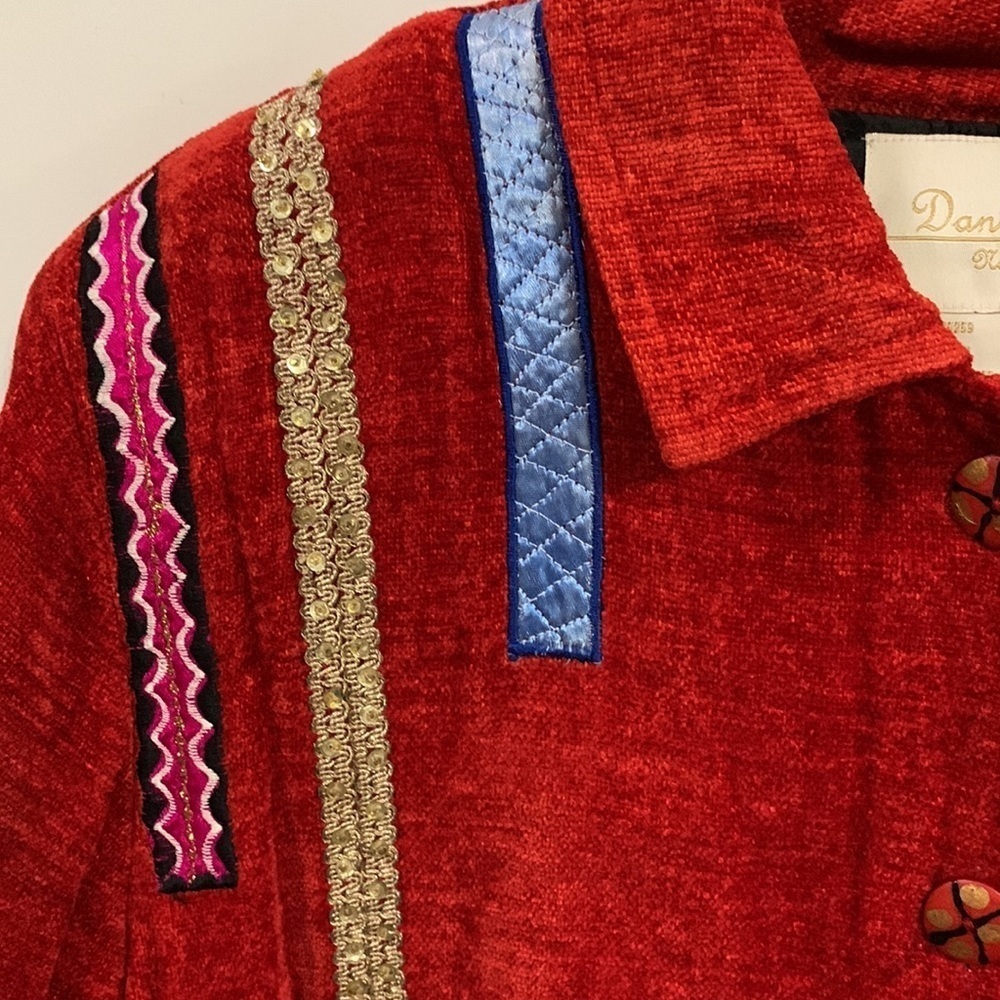 Daniel K New York lined embellished red jacket wine theme good condition Sz Lg - Picture 4 of 11